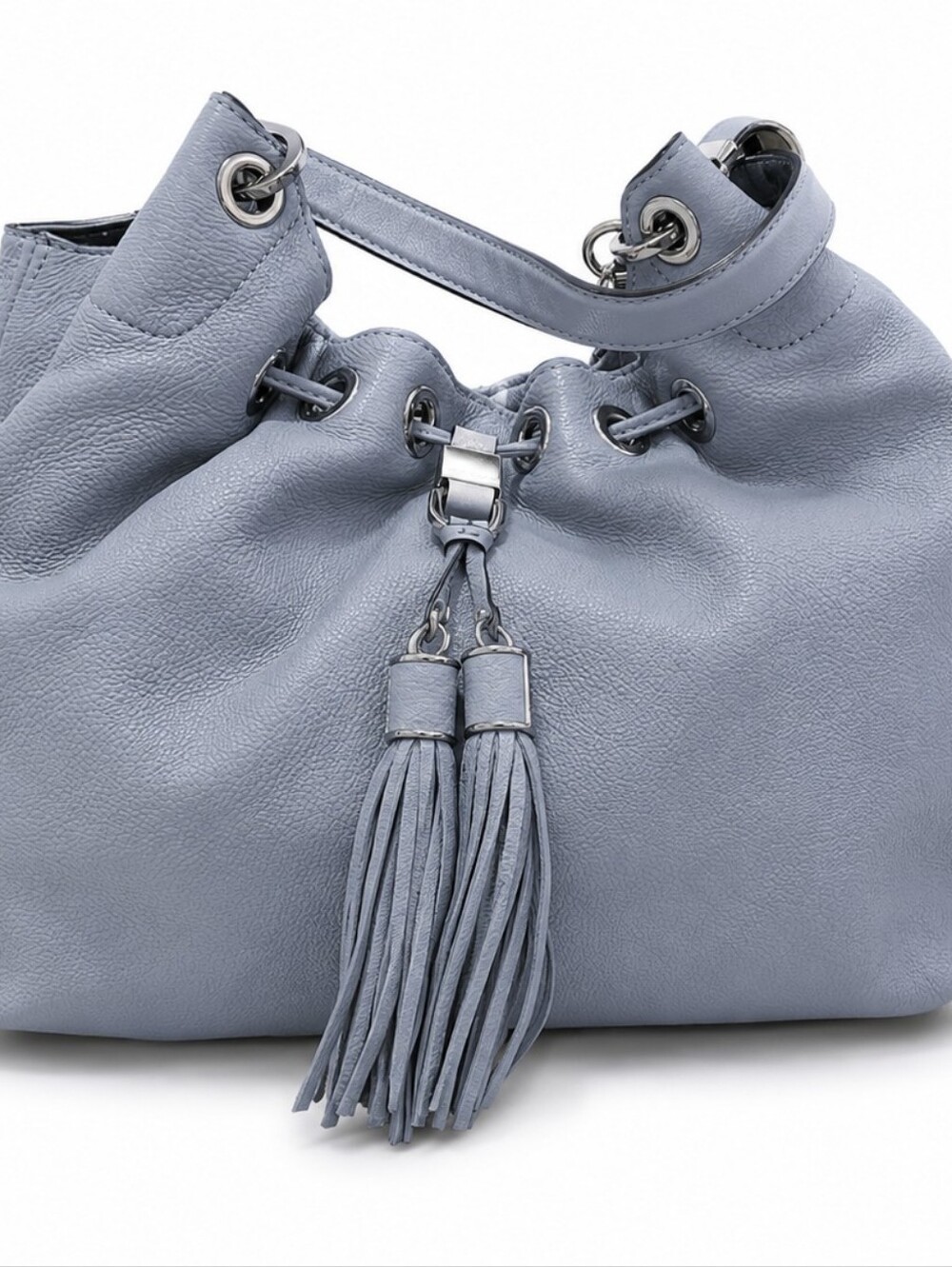 Michael Kors Steel Gray Large Camden Drawstring Leather Shoulder Hobo EXCELLENT